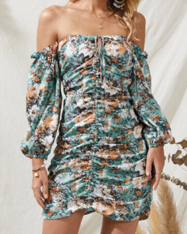 Sexy Bohemian Print Strapless Dress
