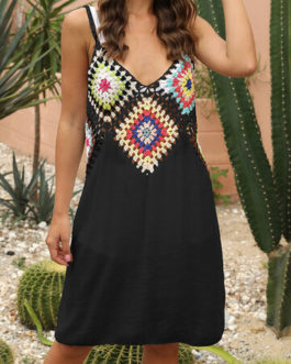 Sexy Embroidery Crochet Backless Beaches Holiday Dress