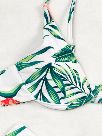 Sexy Tropical Leaf Print Underwire Holiday Bikini - Power Day Sale