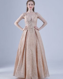 Sequined A-Line Lace-up Applique Maxi Pageant Dresses
