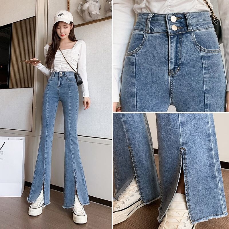 Casual Cotton Wide Leg Full Length Bottom Stretch Jeans - Power Day Sale