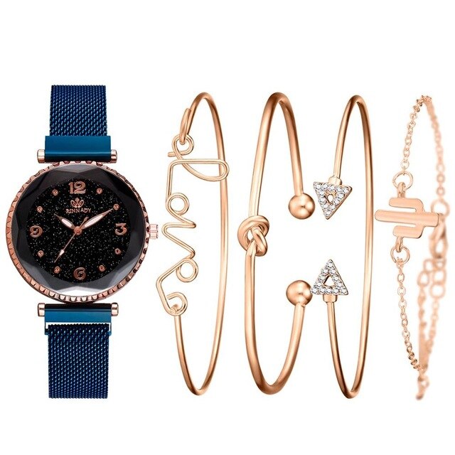 Casual Fashion Starry Sky Magnet Watch Buckle Bracelet and Wrist Watch ...