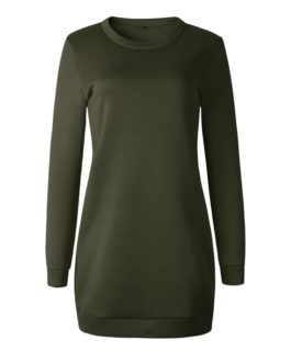 Casual Long Sleeve O Neck Pullover Sweatshirt Dress