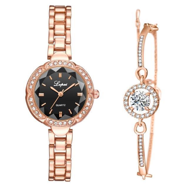 Casual Quartz Rhinestone Bracelet and Wrist Watch Set - Power Day Sale