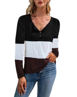 Casual Splicing Contrast Colors Stripe Sweatshirt