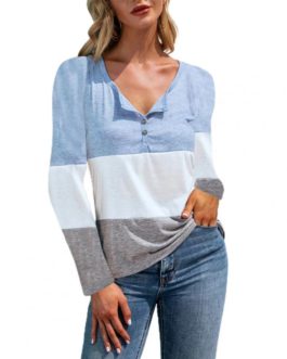 Casual Splicing Contrast Colors Stripe Sweatshirt