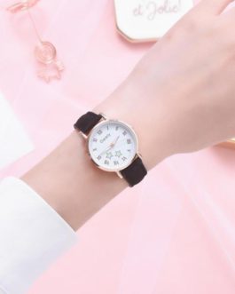 Casual Star Pattern Leather Small Dial Quartz Wrist Watch