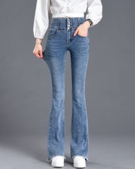 Daily Casual Stretch Full Length High Waist Jeans