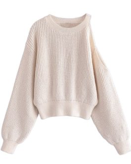 Elegant One Shoulder Long Sleeve Knitted Sweaters