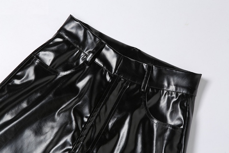 Fashion High Waist Solid PU Leather Straight Pants - Power Day Sale