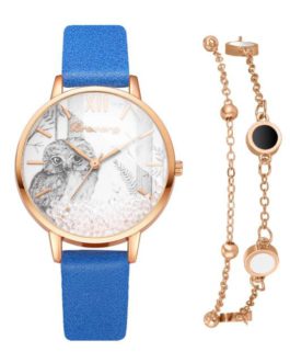 Fashion Removable Rhinestone Bracelet and Wrist Watch Set