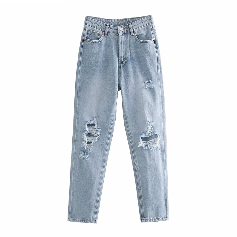 Fashion Ripped Zipper Fly Street Wear Pencil Jeans - Power Day Sale