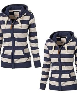 Fashion Striped Hoodies Fleece Sweatshirts Jacket