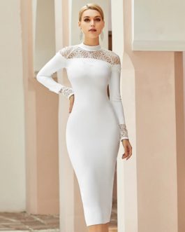 Lace Sexy Hollow Out Evening Runway Bodycon Bandage Dress