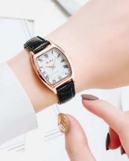 Leather Strap Oval Quartz Clock Wrist Watch