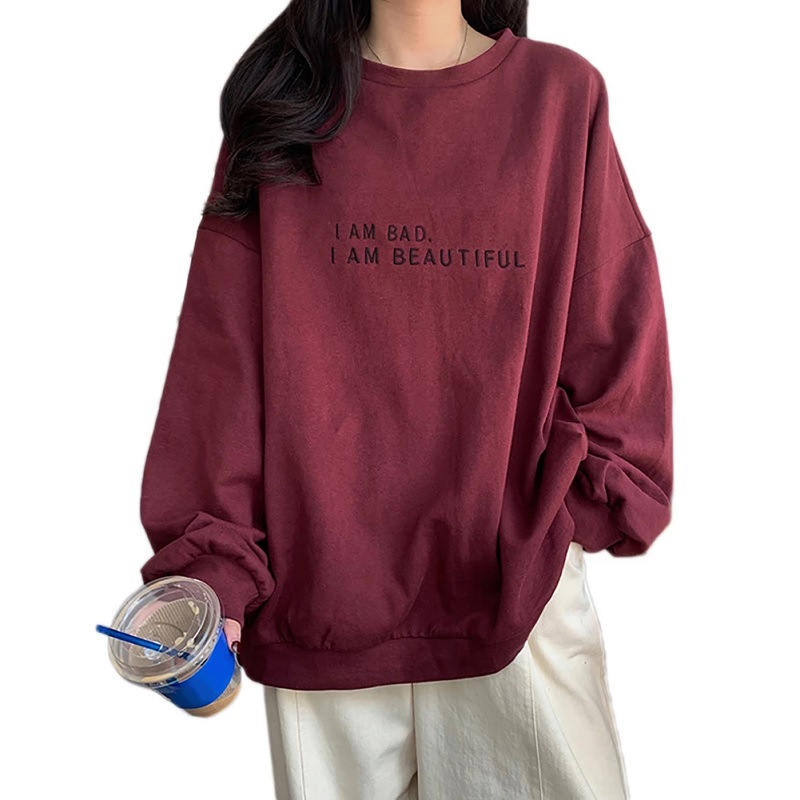 Letters Print O Neck Pullovers Sweatshirts