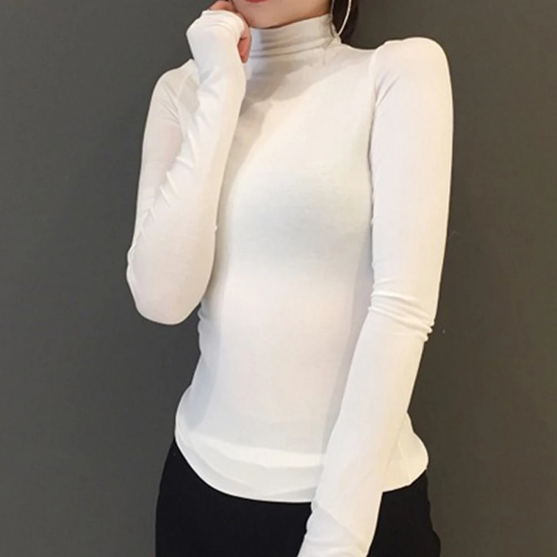 Long Sleeve Turtleneck Base Top T-shirts Slim Pullover - Power Day Sale