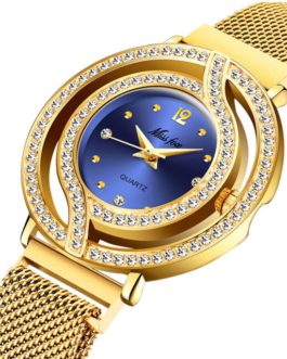 Luxury Bling Diamond Waterproof Stainless Steel Wristwatch