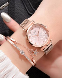 Luxury Fashion Quartz Clock Magnet Bracelet and Wrist Watch Set