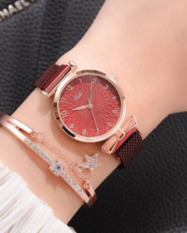 Luxury Fashion Quartz Clock Magnet Bracelet and Wrist Watch Set