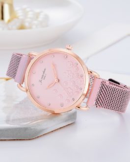 Luxury Magnet Buckle Flower Rhinestone Wrist Watch