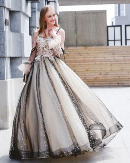 Luxury Tulle Ball Gowns Pearls Beaded Maxi Pageant Dress