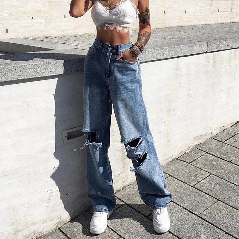 New Casual High Waist Loose Wide Leg Jeans - Power Day Sale