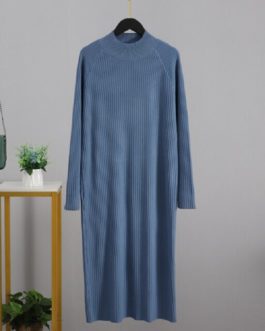 Oversized Long Straight Turtleneck Sweater Maxi Dress