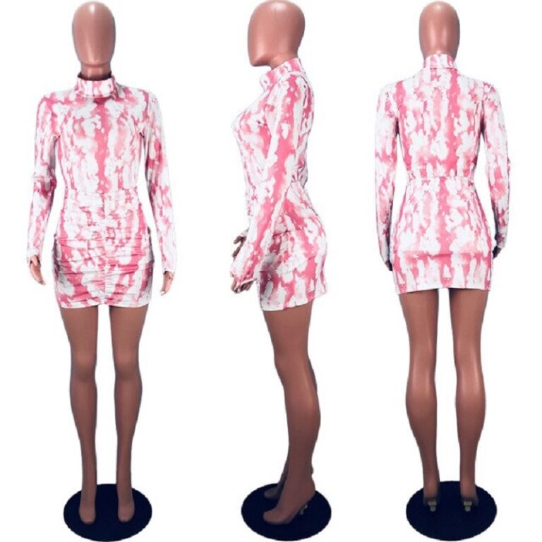 Print Sexy Long Sleeve Slim Sheath Bodycon Dress - Power Day Sale