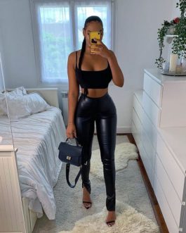 Sexy Slim Pencil Solid PU Leather Pants