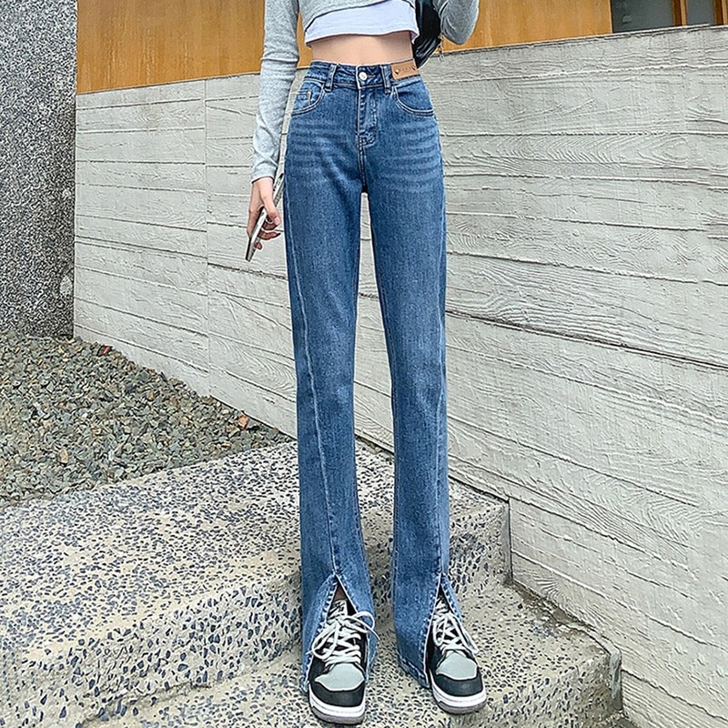 Sexy Thin Split High Waist Draping Jeans - Power Day Sale
