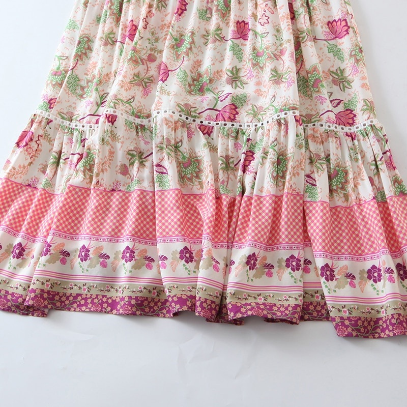 Bohemian Floral Print Pleated Long Skirt - Power Day Sale