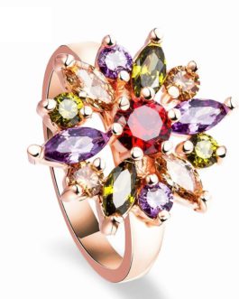 Fashion Charm Luxury Colorful Zircon Ring