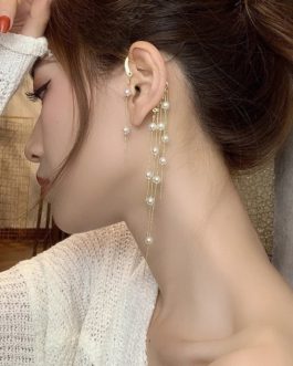 Super Fairy Bone Clip Pearl Tassel Earrings