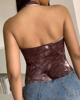 Sexy Halter printed Backless crop top
