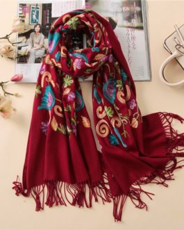 Casual Embroidery Thick Warm Scarf