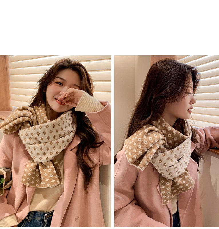 Casual Knitted Neckerchief Plaid Thick New Design Scarf - Power