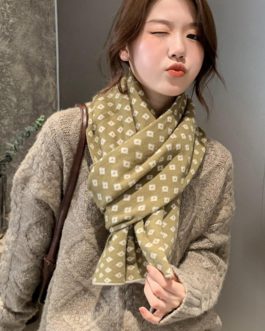 Casual Knitted Neckerchief Plaid Thick New Design Scarf