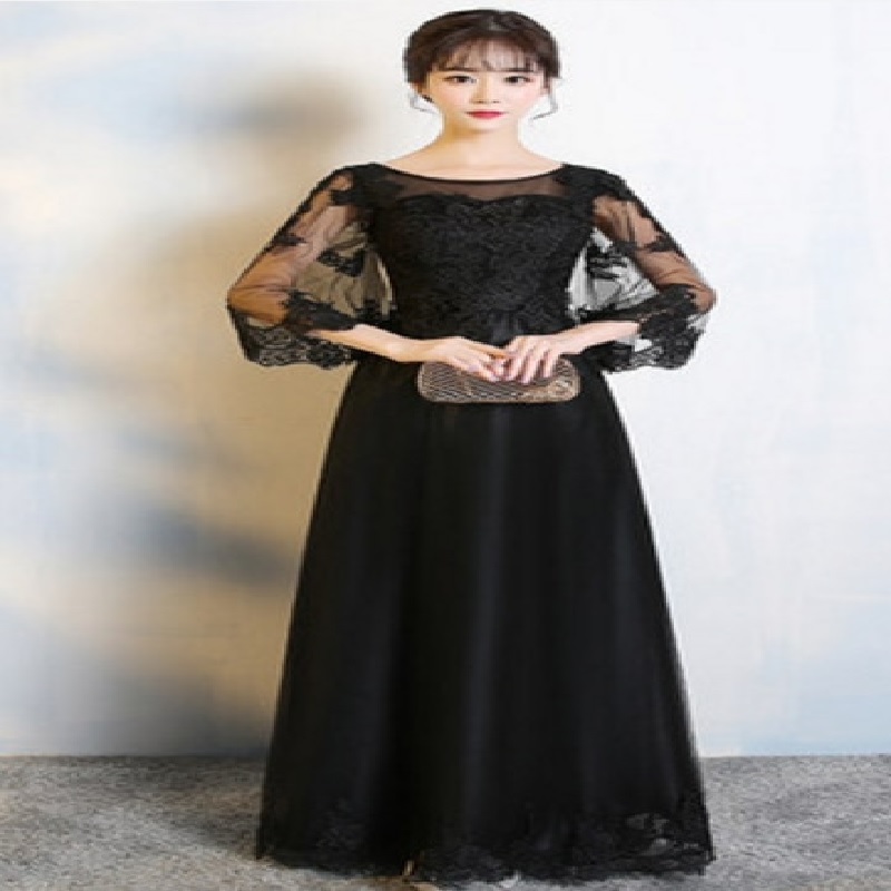 Elegant Half Sleeve Long cocktail Party Dress