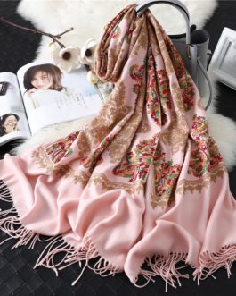 Fashion Cashmere Embroidery Thick Warm Scarves