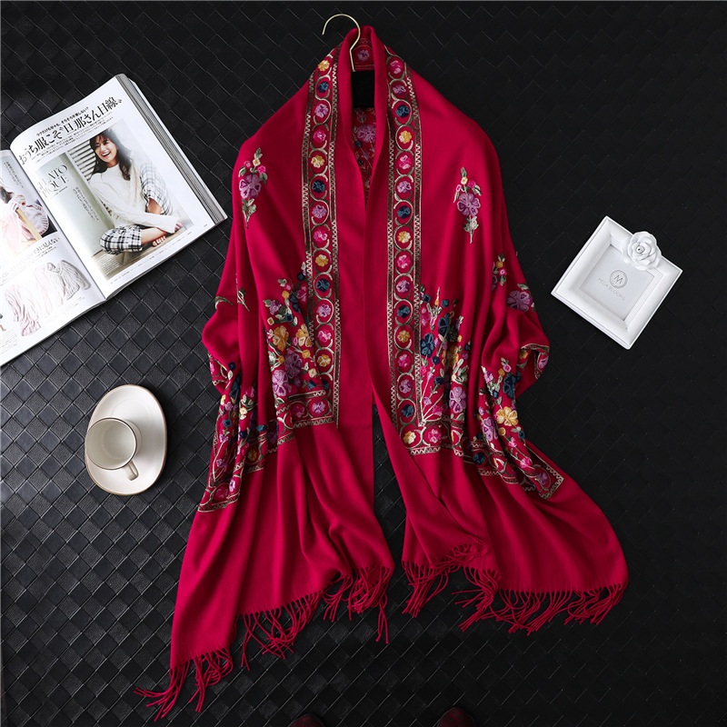New Casual Embroidery Thick Warm Scarves