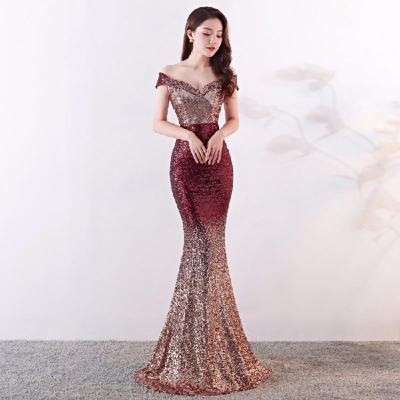 New Elegant Slim Sexy V neck Wedding Party Gown