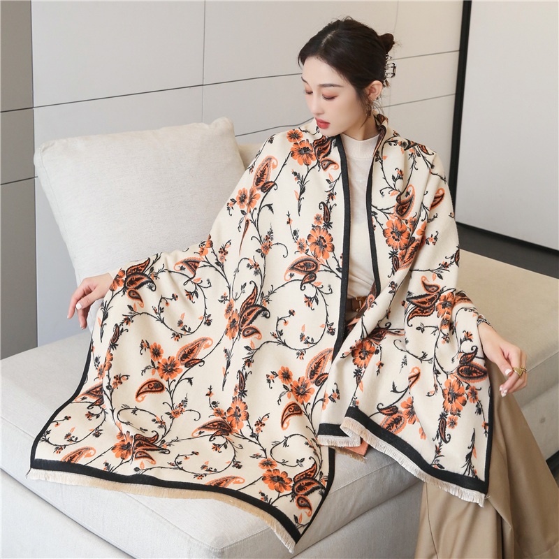 New Floral Printed Cashmere Scarf