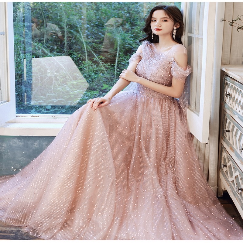 New Long Style Beadings Banquet Gown Prom Party Dress