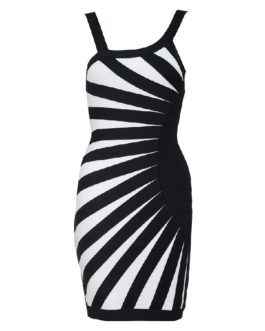 New Striped Sleeveless Celebrity Bodycon Dress