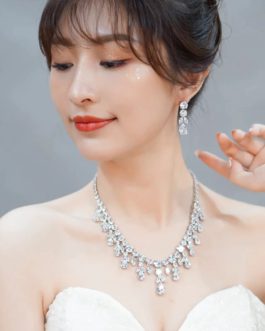 Big Dangle Drop Bridal Necklace Earrings Jewelry Sets