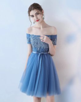 Elegant Lace Appliques Formal Prom Party Dress
