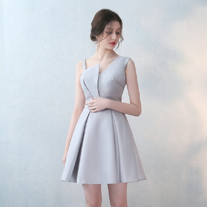 Elegant Short Satin A Line Prom Party Dress - Power Day Sale