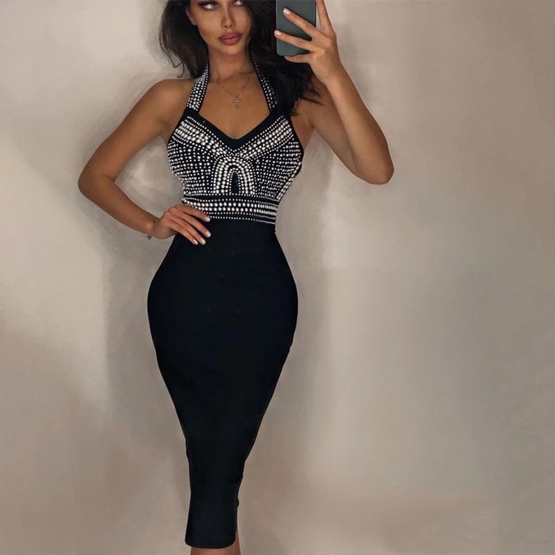 Halter Sexy V Neck Elegant Evening Party Dresses