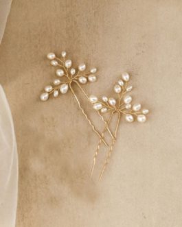 Handmade Crystal Ceram Flower Pearls Bridal Hair Pin